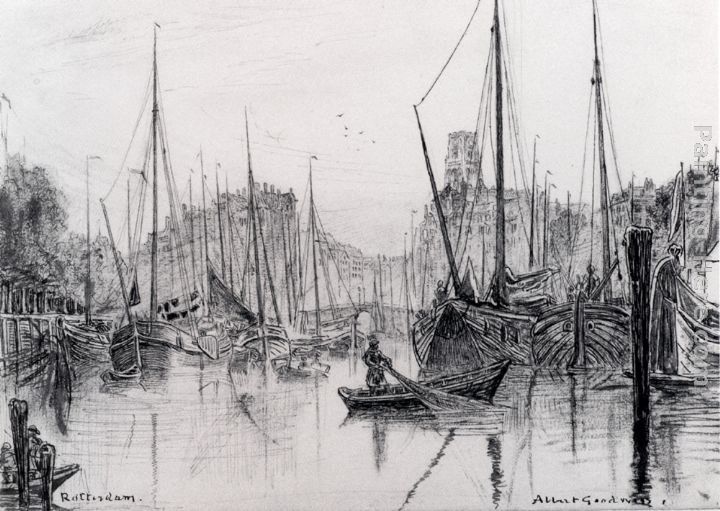 Albert Goodwin Moored Boats In Rotterdam